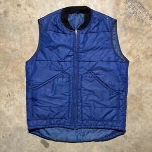 Vintage 70s Key Imperial Blue Quilted Workwear Talon Vest